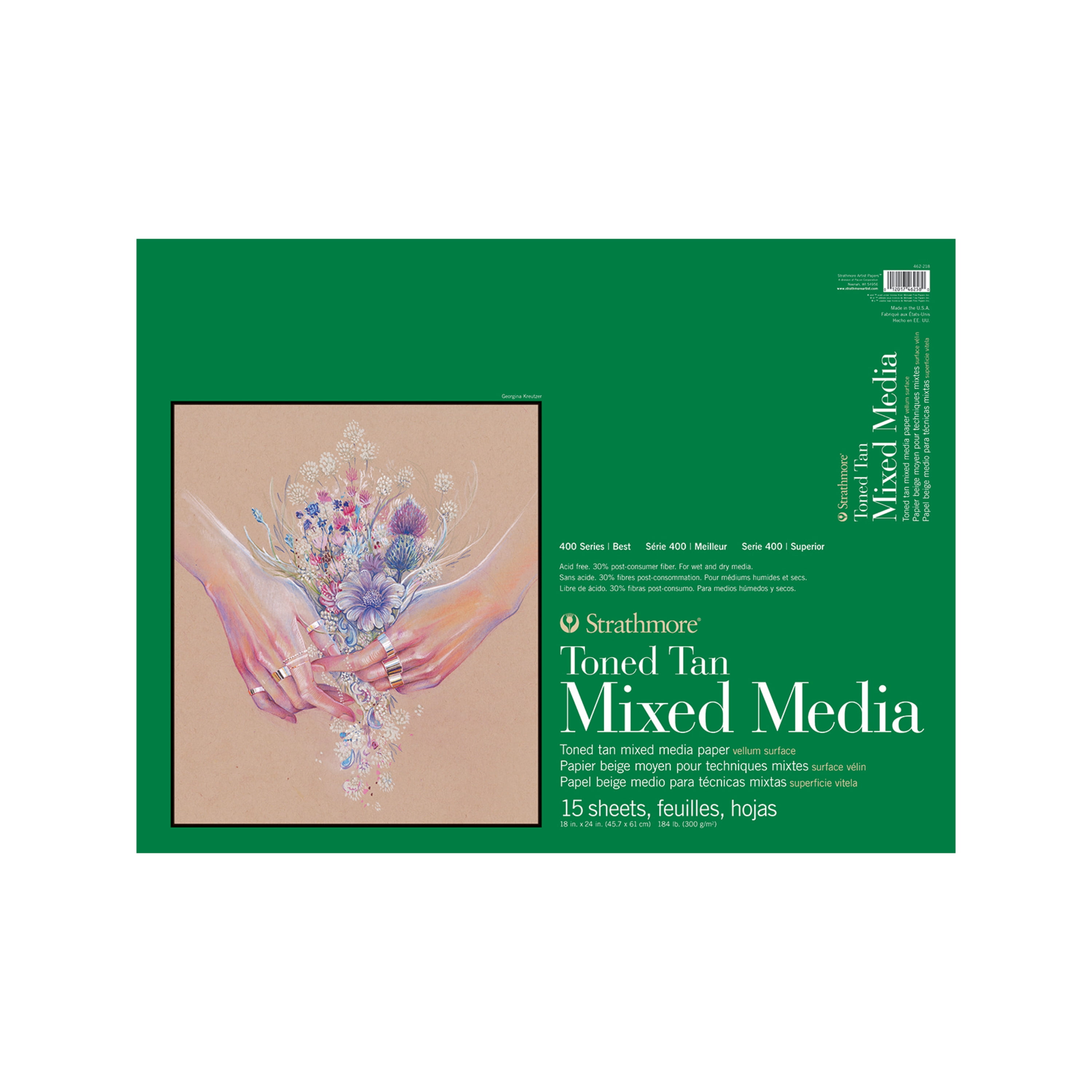 Strathmore 400 Toned Tan Mixed Media Pad, 15 Sheets, 18” x 24