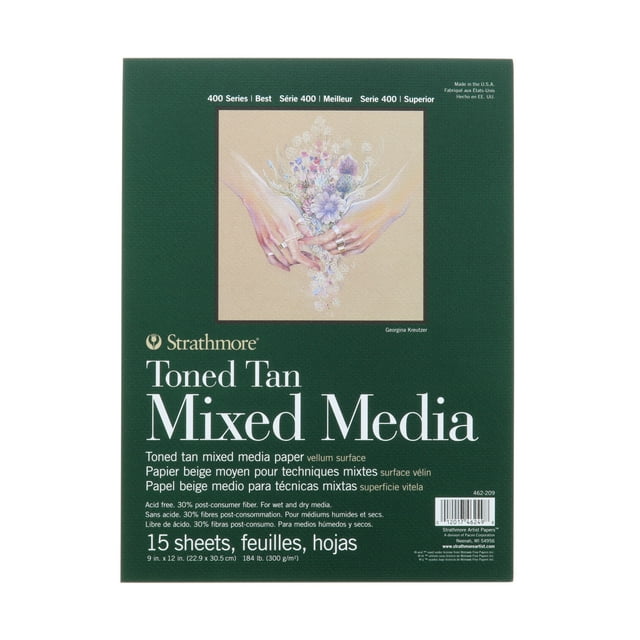 Strathmore Toned Mixed Media Paper Pad, 400 Series, 9" x 12", 15 Sheets, Tan