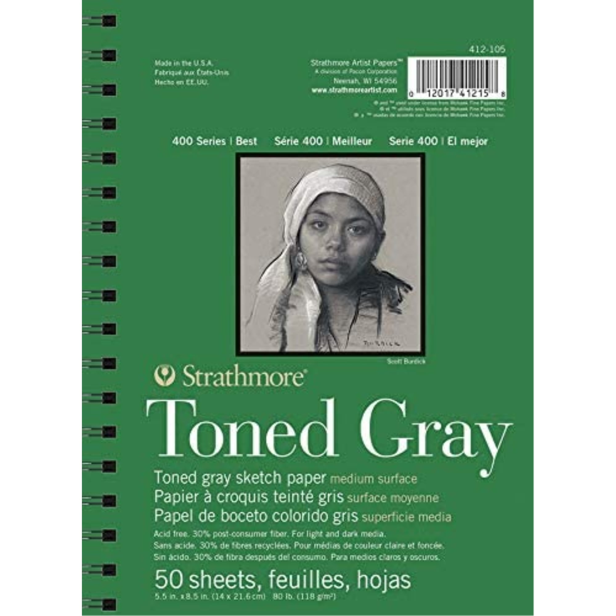 Strathmore Toned Sketch Paper Pad 18X24-80lb Toned Gray 24 Sheets