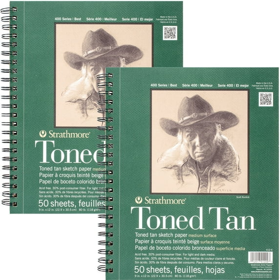Strathmore Toned Sketch Spiral Paper Pad 9"X12"-Tan 50 Count-Multipack Of 2