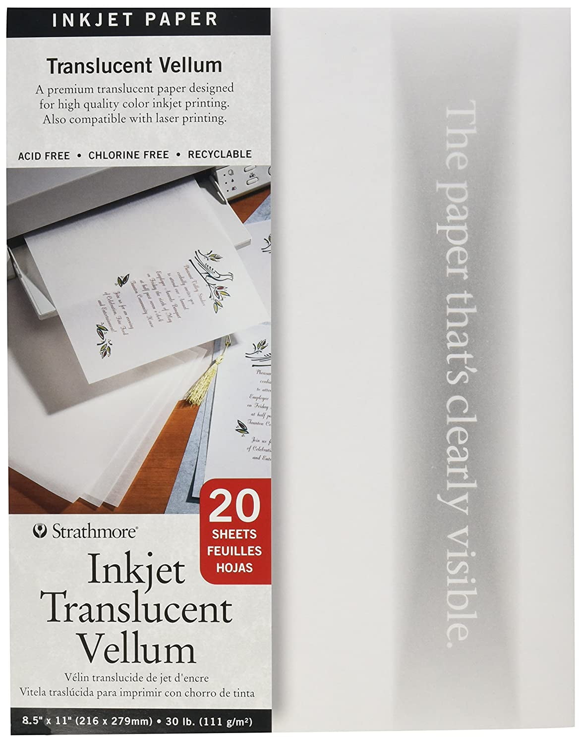 Strathmore Translucent Ink Jet Vellum 8.5"X11" 20/Pkg