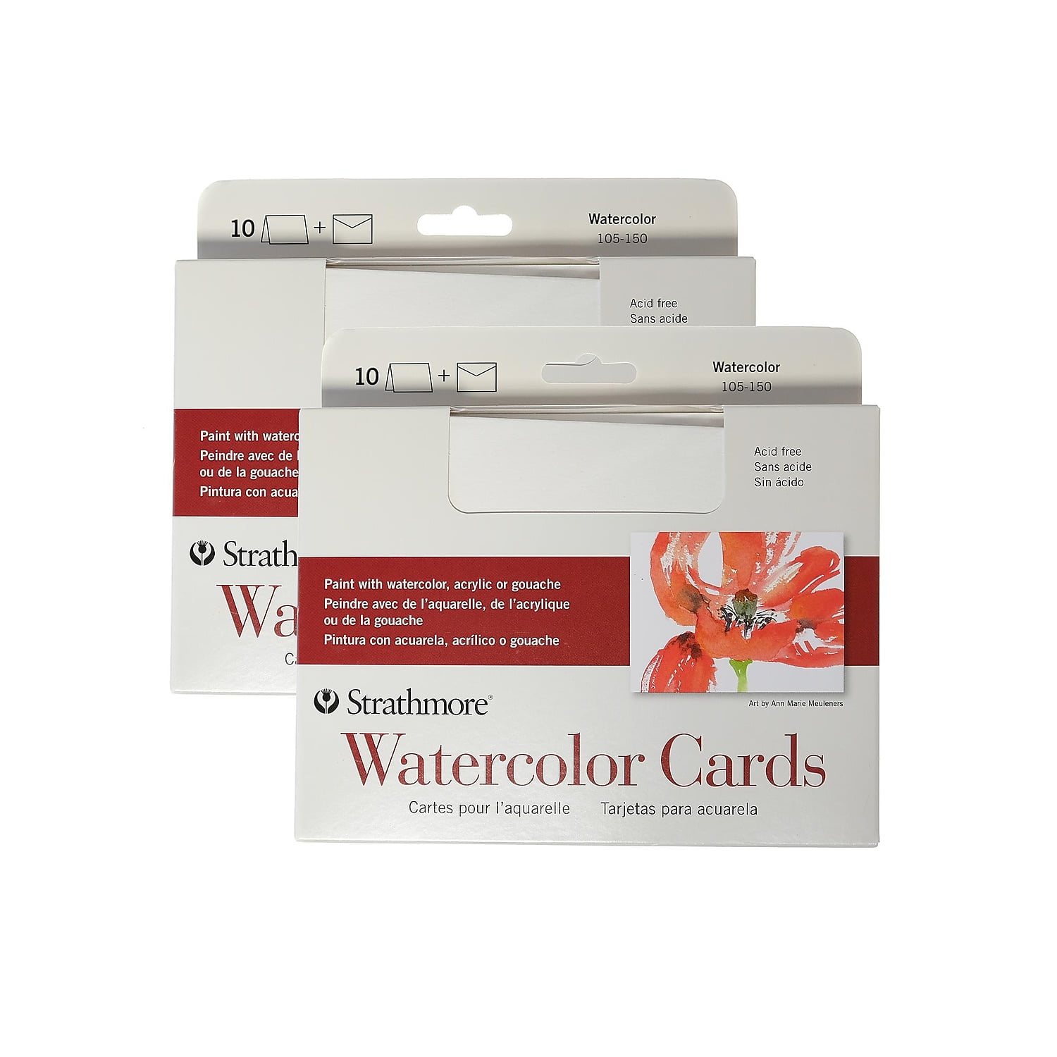 Strathmore Watercolor Blank Cards with Envelopes 5 x 6.875 White 20 Cards/Pack  (56240-PK2) 