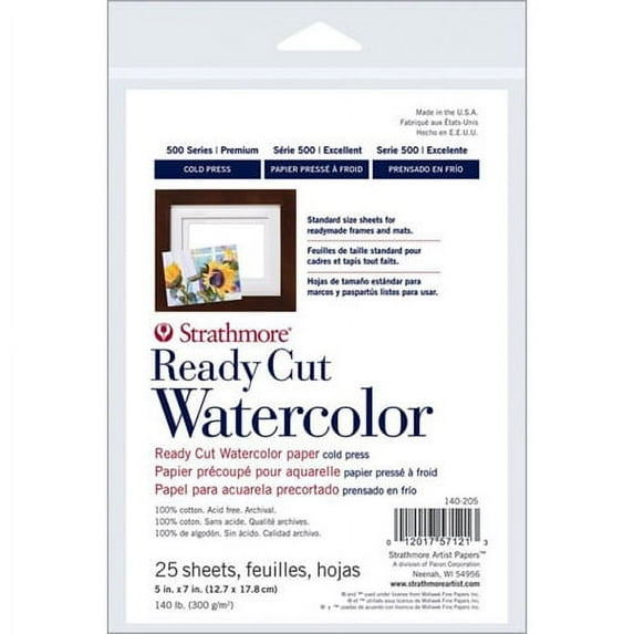 Strathmore Watercolor Paper 500 Series Hot-Press, 5" x 7", 25 Sheets