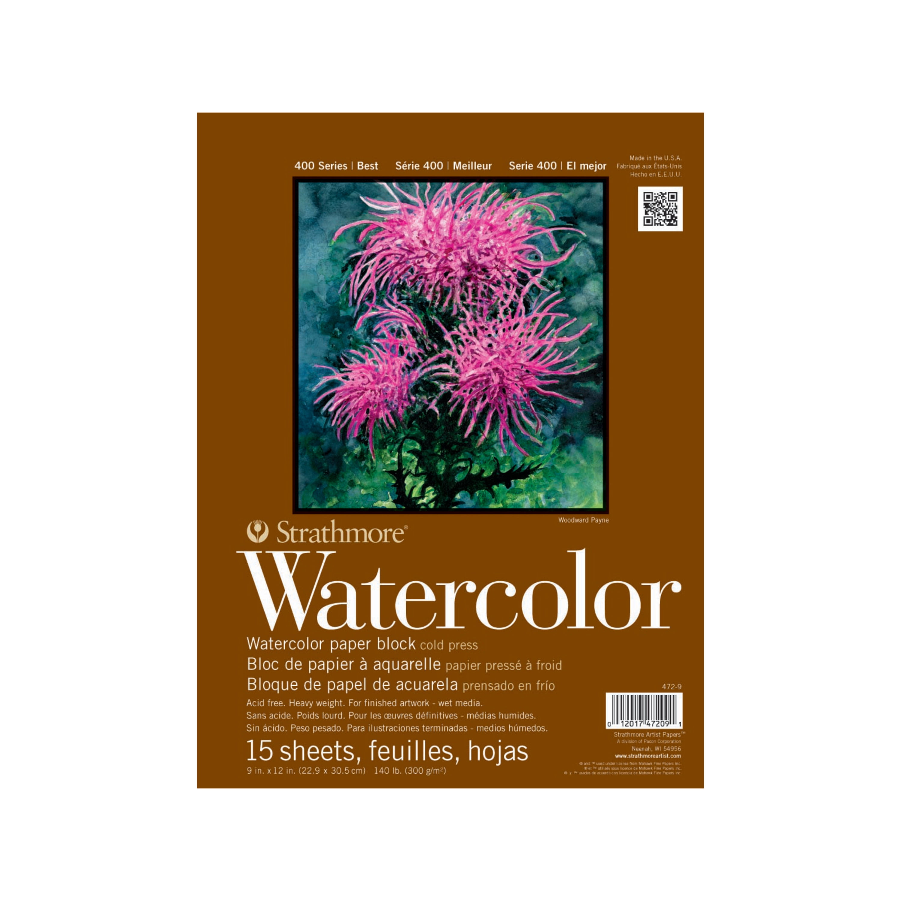 Strathmore 400 Artist Watercolor Paper, 140 lb, 22 x 30 Inches, 10 Sheets 