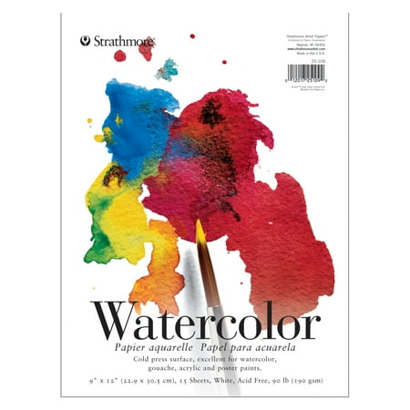 Strathmore Watercolor Paper Pad, 200 Series, 9 in x 12 in, Tape Bound