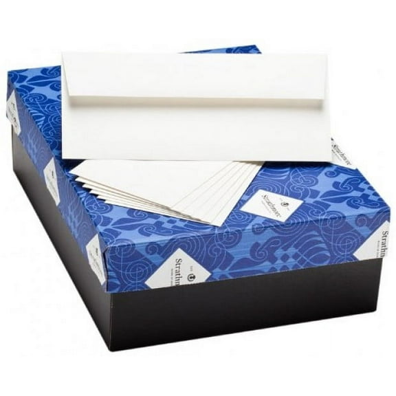 Strathmore Writing Envelopes, #10 Square Flap Writing 25% Cotton Laid Finish 24 lb., 4-1/8 x 9-1/2 Inch 500 Envelopes/Box - Sold as 1 Box, Bright White (M17802)