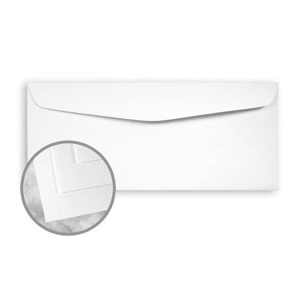 Strathmore Writing Ultimate White Envelopes - No. 10 Commercial (4 1/8 x 9 1/2) 24 lb Writing Wove 25% Cotton Watermarked 500 per Box
