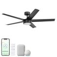 thumbnail image 1 of Stratos 52in 5-Blade Smart Ceiling Fan 2700K-6000K CCT Tunable Range LED Light Kit with Remote Control in Matte Black Works With iOS or Android App, 1 of 10