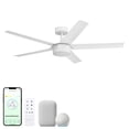 thumbnail image 1 of Stratos 52in 5-Blade Smart Ceiling Fan 2700K-6000K CCT Tunable Range LED Light Kit with Remote Control in Matte White Works With iOS or Android App, 1 of 10