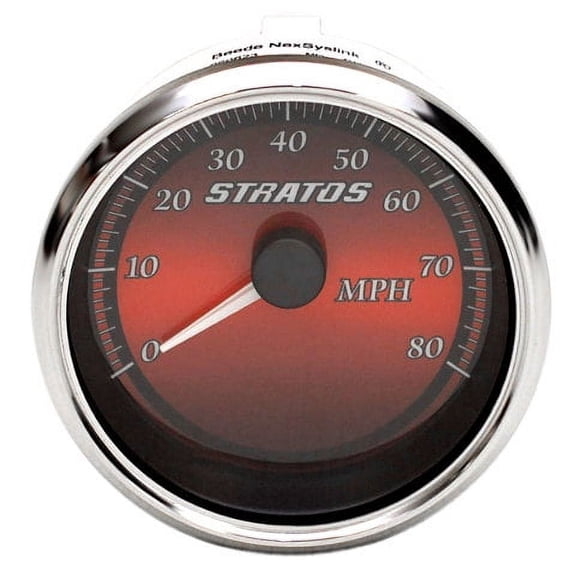 Stratos Boat Speedometer Gauge 7E539R1 | Beede 3 1/4 Inch Silver Red
