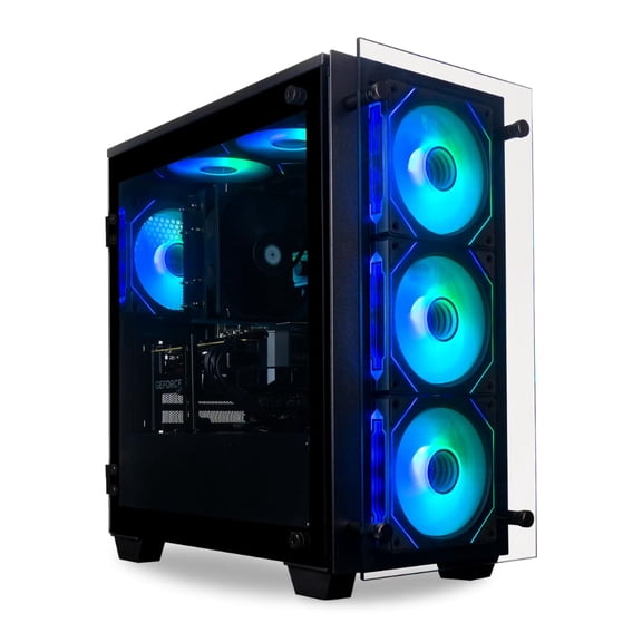 Stratos Micro RTX 5060 Ti 16GB, Ryzen 7, 32GB DDR4 RAM, 2TB NVMe SSD, Gaming Desktop PC w/Windows 11 Pro, 3-Year Warranty, RGB Keyboard+Mouse, Internal Wi-Fi 6E, 3X DP & HDMI
