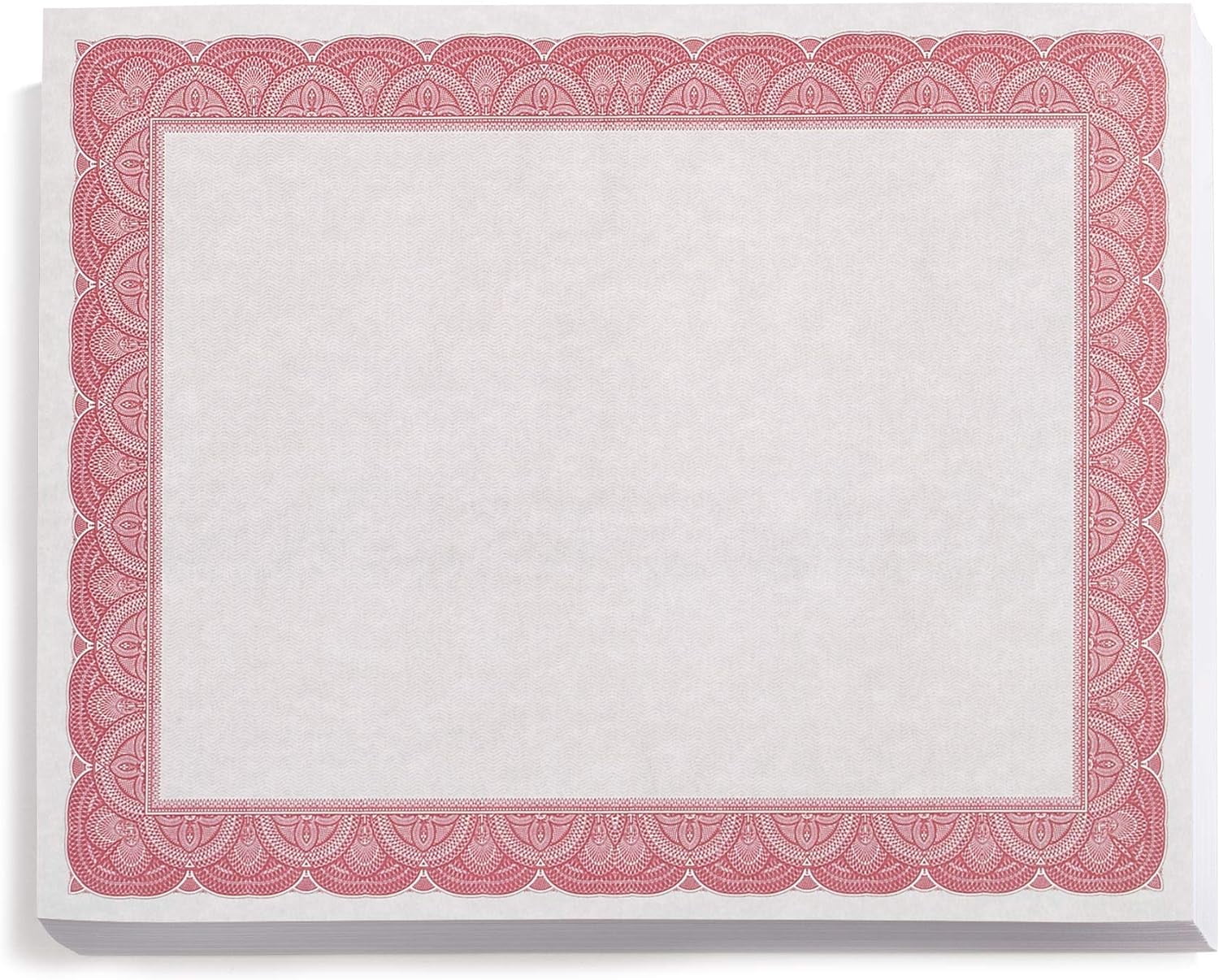 Stratton Gray Standard Certificate Paper, Maroon Border, 8 1/2 Inch X