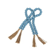 Stratton Home Decor Farmhouse Set of 2 Blue Wooden Bead Garland with Tassels