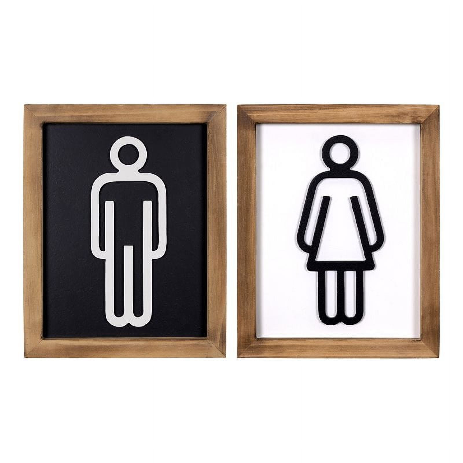 Stratton Home Decor His and Hers Wood Bathroom Wall Arts in Black Set of 2