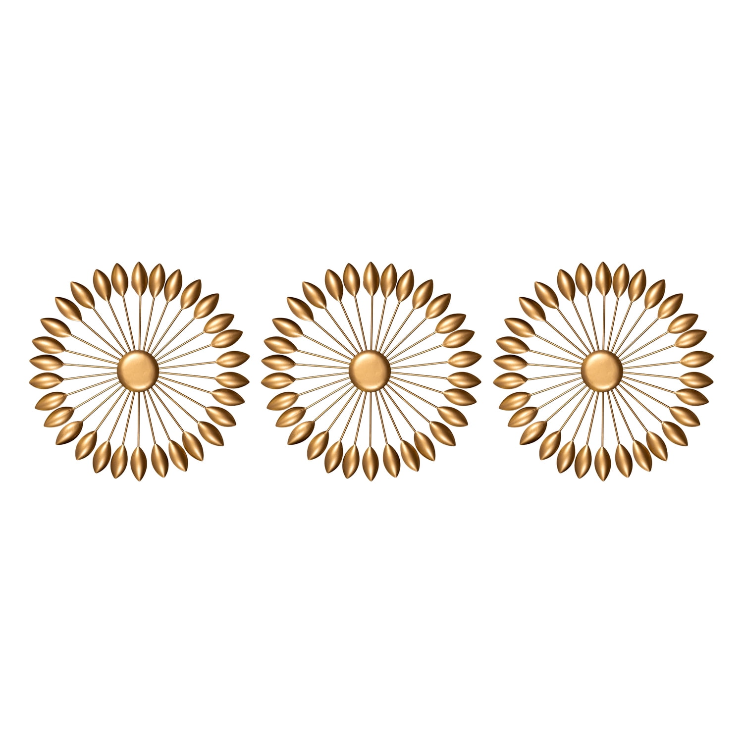 "Stratton Home Decor Modern 10" Round Gold Metal Burst Wall Decor, Set