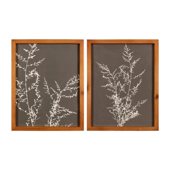 Stratton Home Decor Modern Farmhouse Set of 2 Botanical Wildflowers Framed Wall Art