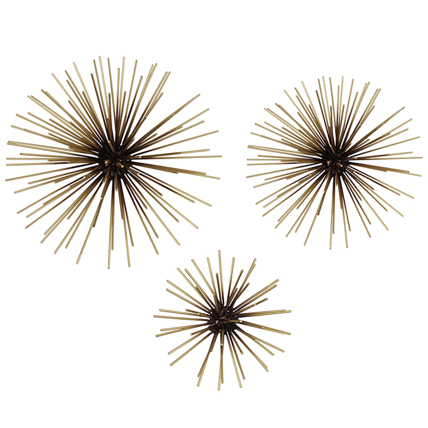 Set of 3 Black and Gold Starburst Metal Wall Sculptures