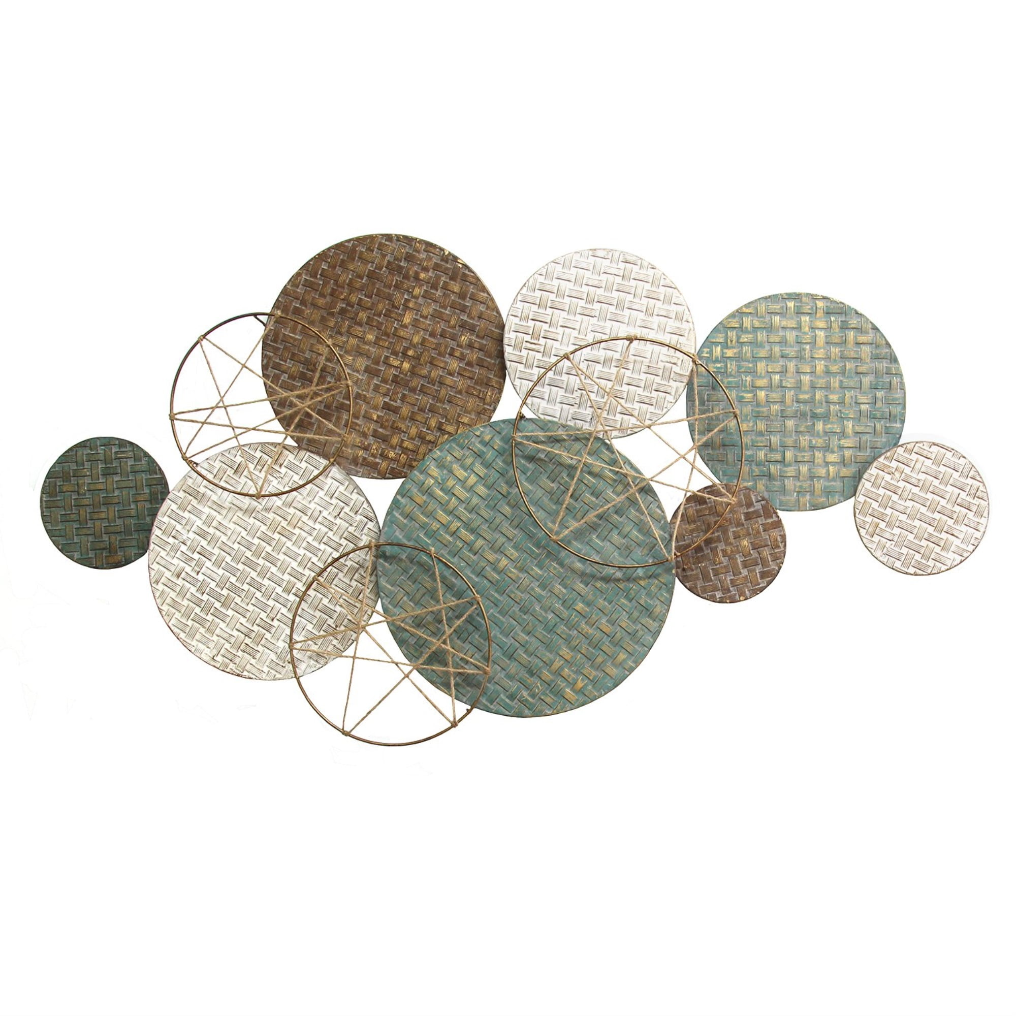 Stratton Home Decor Modern Multicolor Textured Metal Plates with Jute  Accents Wall Decor