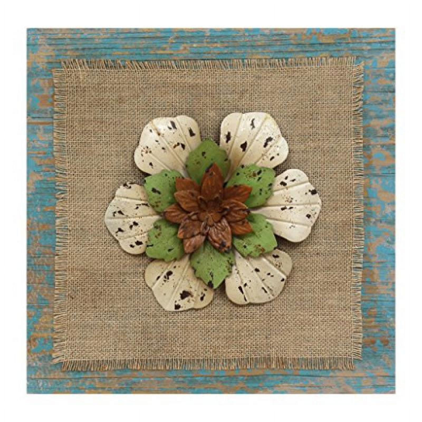 Stratton Home Decor Rustic Square Flower Wall Decor