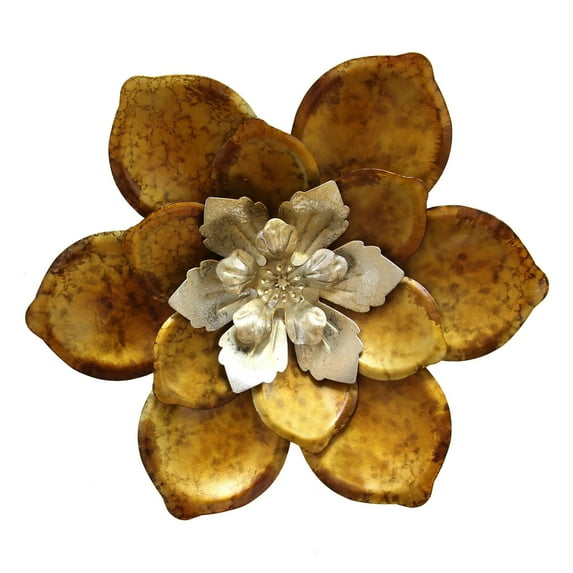 Stratton Home Decor Whimsical Flower 12.4 x 12.4 Inch Metal Wall Room Decoration