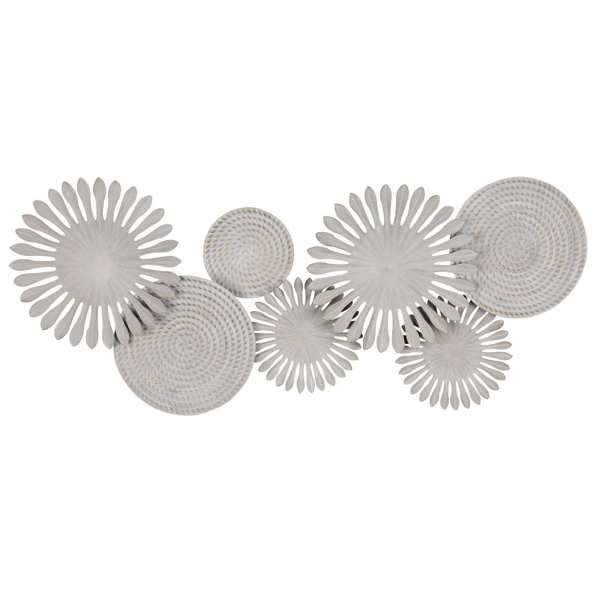 Stratton Home Decor White Burst and Textured Plates Wall Decor