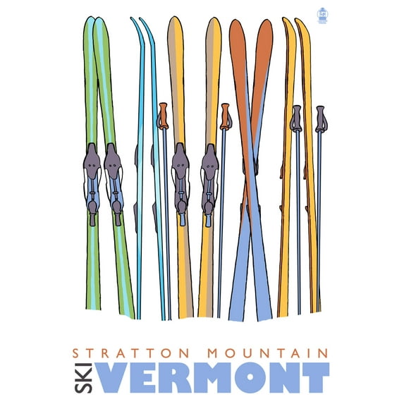 Stratton Mountain, Vermont, Skis in Snow (36x54 Giclee Gallery Art Print, Vivid Textured Wall Decor)
