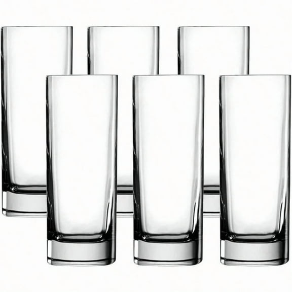 Strauss 13.25 Oz Long Drink Glasses Set of 6 SquareShaped Highball Glassware Made in Italy for Cocktails Water Juice Spirits Dishwasher Safe Drinkware