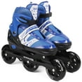 thumbnail image 1 of Strauss Blaze Adjustable Size Inline Skates | Skating Shoes For Boys & Girls | 3 Wheels |beginner-friendly Skating Shoe | Adjustable Roller Blades | Enhanced Stability And Support| Size L,(Blue), 1 of 2