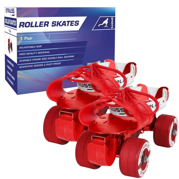 Strauss Senior Tenacity Roller Skates With Brakes | Roller Blades For Kids | Adjustable Shoe Size | Ideal For Indoor & Outdoor Skating | Suitable For Age Group Above 9 Years, (Red)