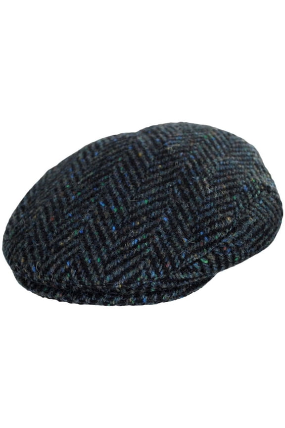 Stravalley Donegal Tweed Wool Ivy Cap - M - Blue