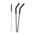 thumbnail image 1 of Klean Kanteen Recycled Stainless Steel Straw Set - Reusable Straw Set - Food Grade Silicone - Stainless Steel Straw - With Straw Cleaner Brush - Black, 2 Pack, 1 of 7