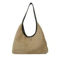 thumbnail image 1 of Straw Bag Large Capacity Handicraft Stitching Fashionable Weave Straw Handag for Women Summer Black Free Size, 1 of 8