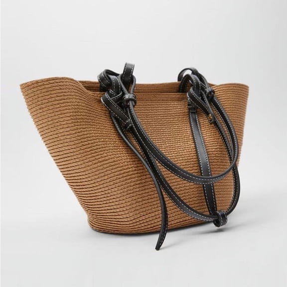 Straw Bag for Women, GMYLE Woven Straw Rattan Handbag Shoulder Crossbody Bag Tote Bucket Bag Large Capacity Fashion Spring Summer Travel Shopping Beach Picnic, Gift for Mother Wife Girlfriend (Brown)
