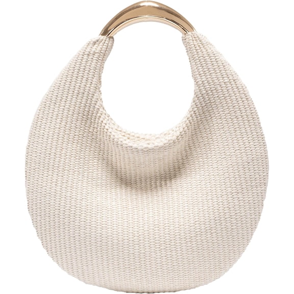 Straw Bag for Women, Boho Chic Woven Hobo Tote Handbag, Handmade Straw Crescent Purse, Lightweight Summer Beach Shoulder Bag