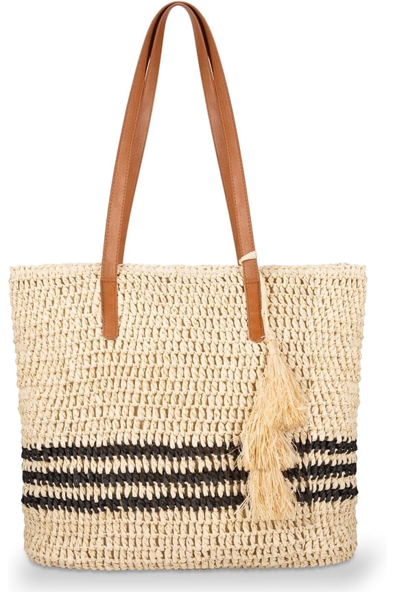 Straw Bag for Women - Summer Beach Bag Foldable Woven Tote Bags