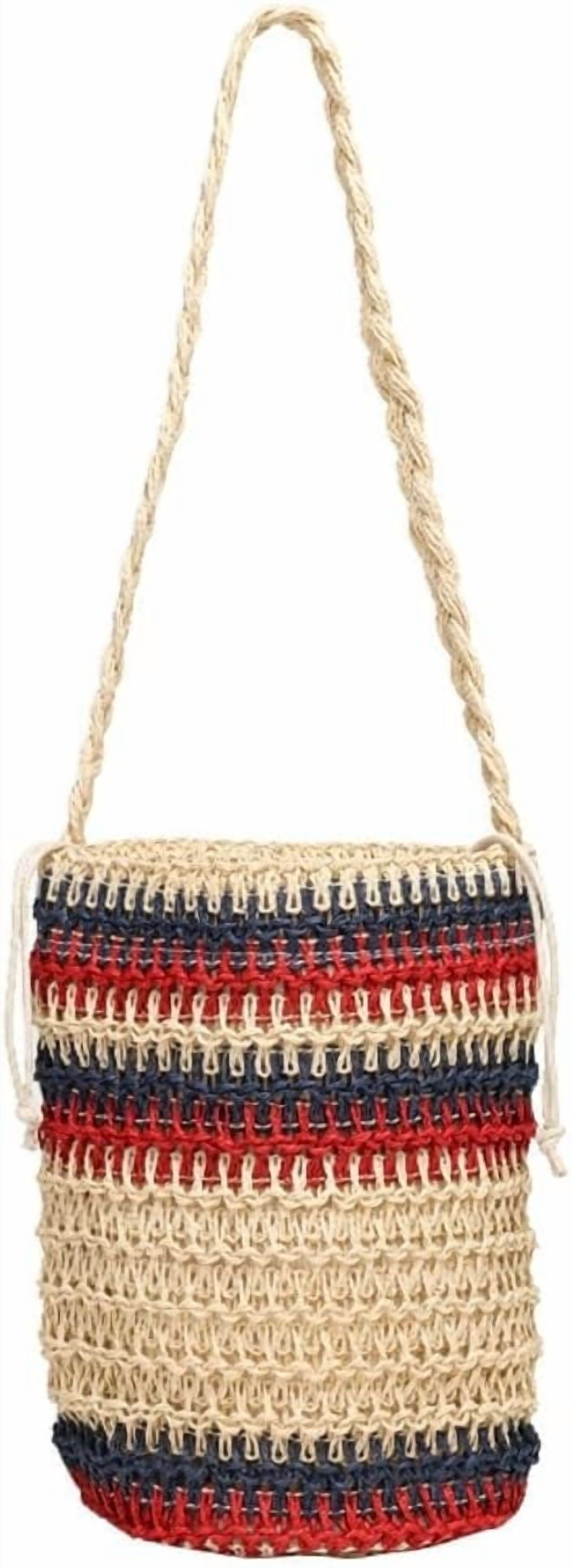 Straw Bag for Women Summer Beach Shoulder Purse Tote Handbag Woven Large Rattan Bucket Top Handle Satchel for Vacation