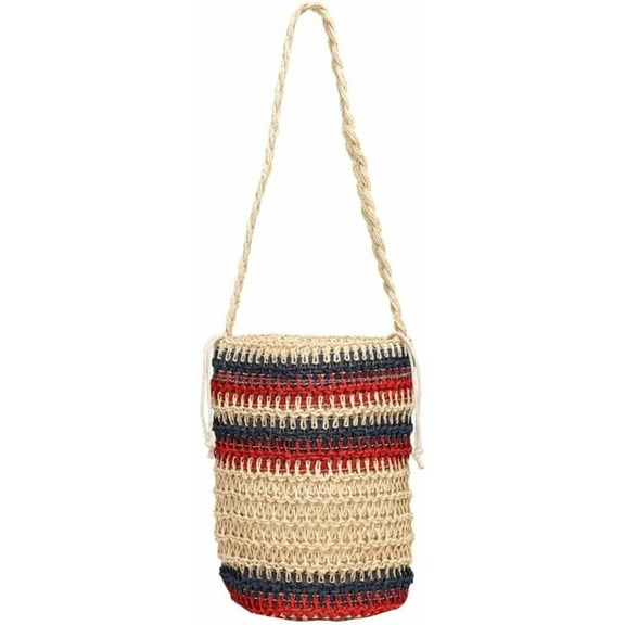 Straw Bag for Women Summer Beach Shoulder Purse Tote Handbag Woven Large Rattan Bucket Top Handle Satchel for Vacation