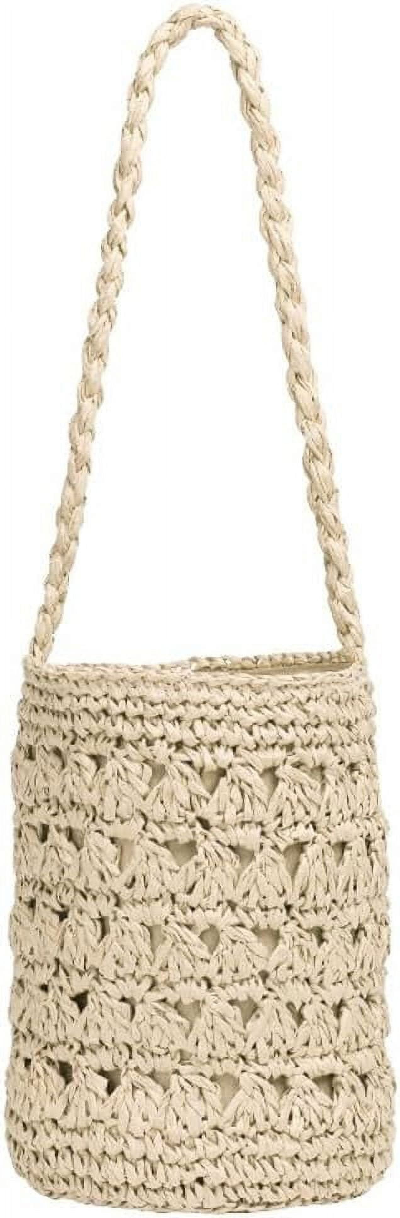 Straw Bag for Women Summer Beach Shoulder Purse Tote Handbag Woven Large Rattan Bucket Top Handle Satchel for Vacation