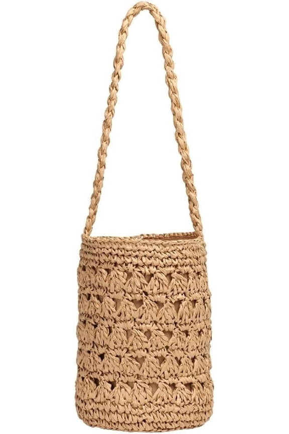 Straw Bag for Women Summer Beach Shoulder Purse Tote Handbag Woven Large Rattan Bucket Top Handle Satchel for Vacation