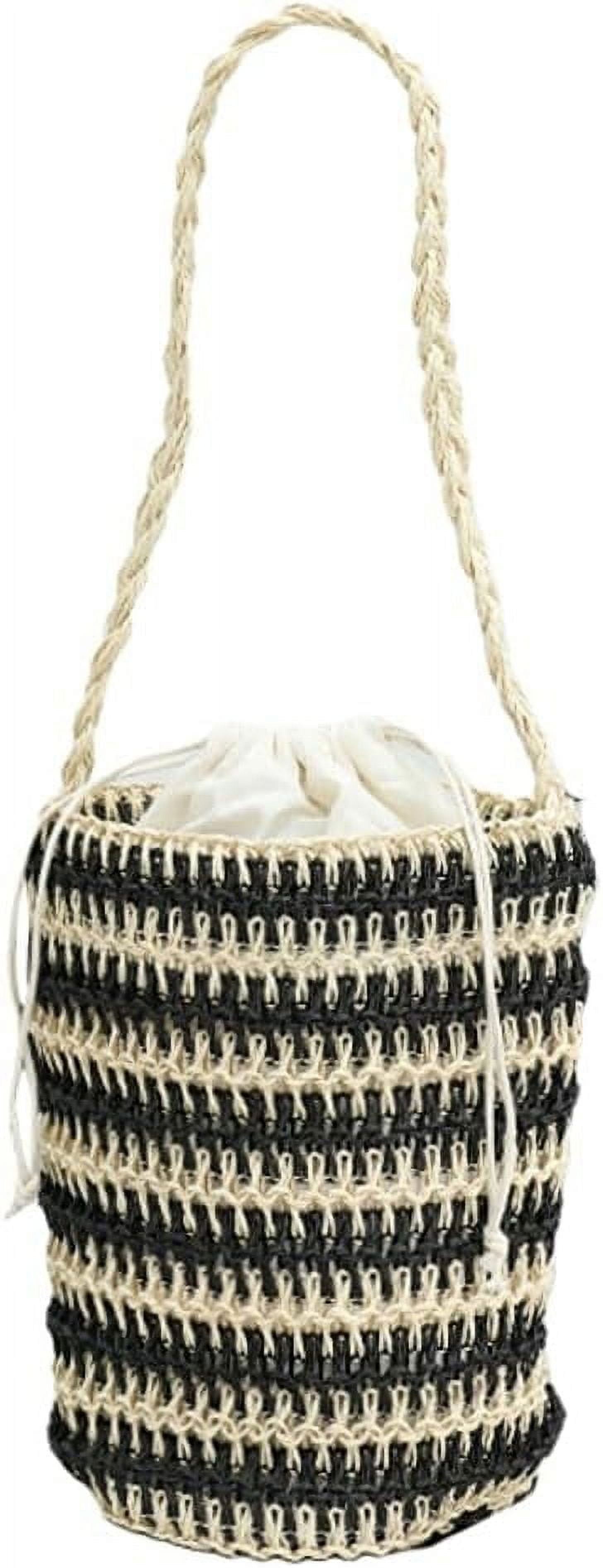 Straw Bag for Women Summer Beach Shoulder Purse Tote Handbag Woven Large Rattan Bucket Top Handle Satchel for Vacation
