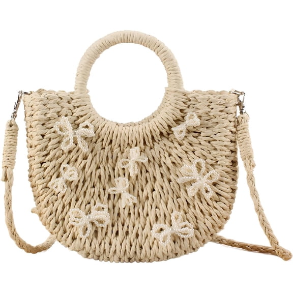 Straw Bag for Women Summer Shoulder Bag Small Beach Crossbody Purse Woven Tote Handbag for Vacation Beach