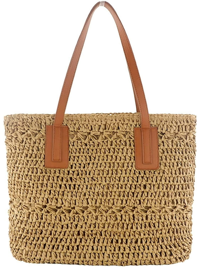 Straw Bag for Women Woven Beach Structured Tote Handmade  display picture 1