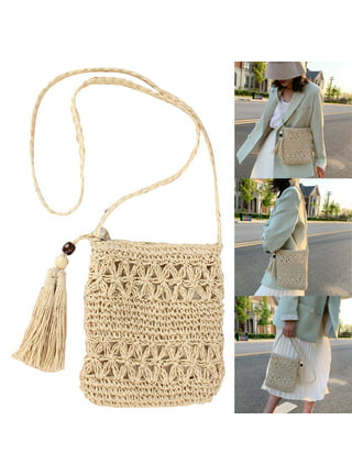 CoCopeaunt Summer Mini Straw Bag for Women New Weaving Scarf