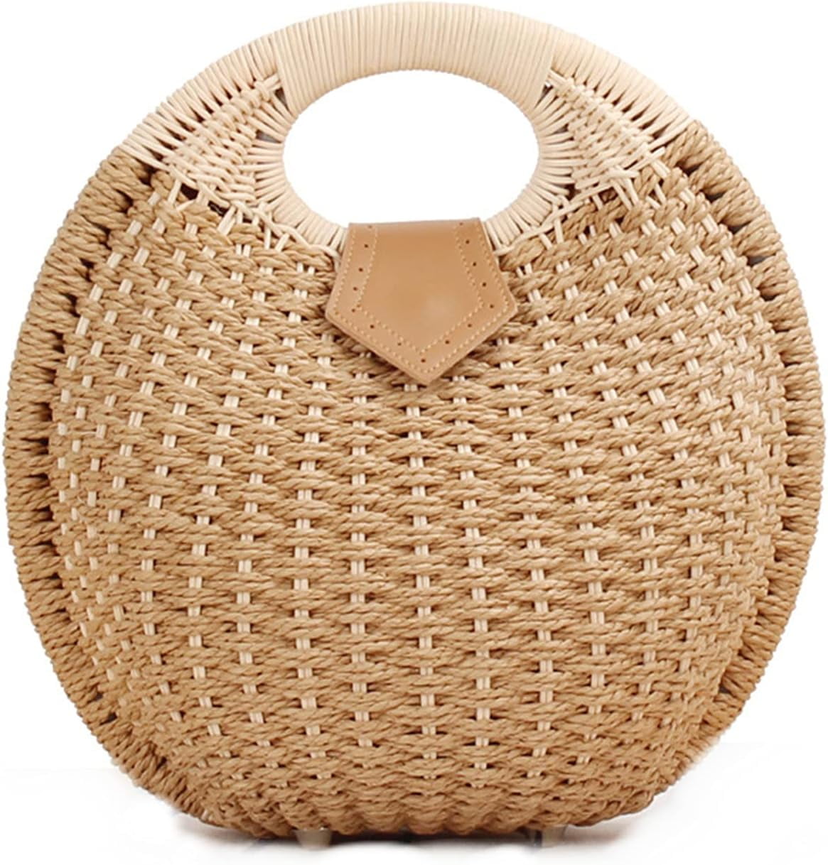 Straw Bags for Women,Hand-woven Straw Shell Bag Handle Ring Tote Retro ...