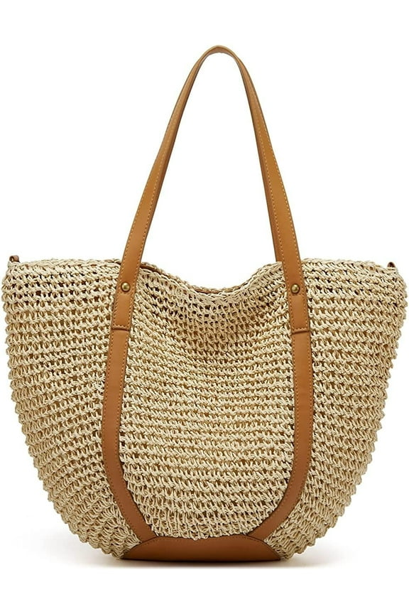 Straw Bags for Women Summer Beach Woven Tote Hobo Handbag Casual Straw Shoulder Bags for Travel Vocation