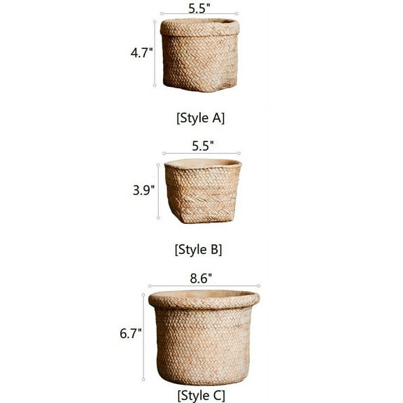 Straw Basket Style Concrete Planter