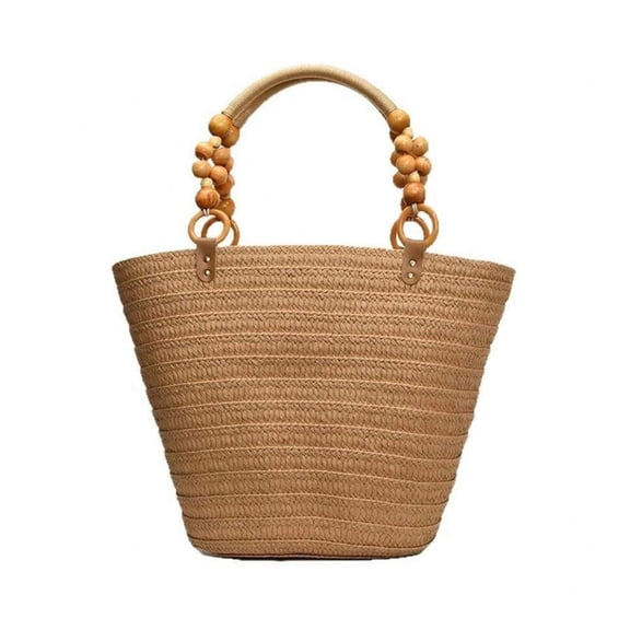 Straw Beach Bag Large Capacity Shoulder Bag For Women Summer Handbag Shopper Basket Totes Bag(Khaki)