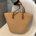 thumbnail image 1 of Straw Beach Bag Summer Woven Tote, Khaki Shoulder Purse for Women, Large Beach Handbag for Travel, 1 of 7