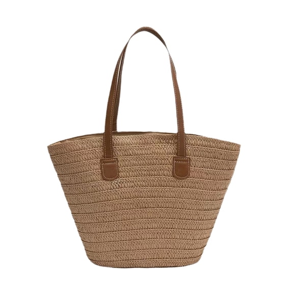 Straw Beach Bag, Women's Woven Shoulder Tote with Secure Zipper Closure, Large Capacity Summer Purse, Lightweight and Durable for Travel, Beach, and Daily Use