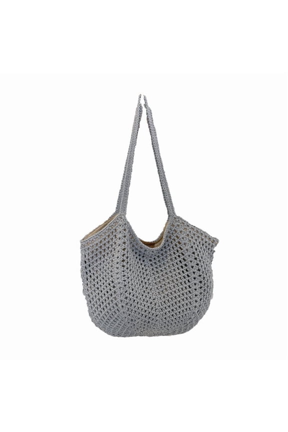 Straw Beach Bag for Women - Handmade Raffia Woven Tote Handbag, Summer Mesh Beach Purse for Vacation Holiday